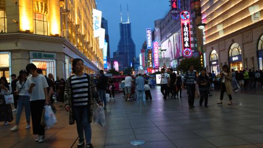 上海南京东路步行街延时夜景