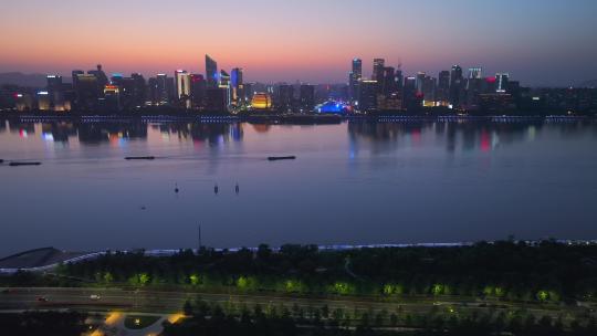 航拍杭州钱江新城城市阳台夜景3视频素材模板下载