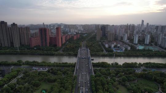 航拍江苏无锡太湖广场金匮大桥视频素材模板下载