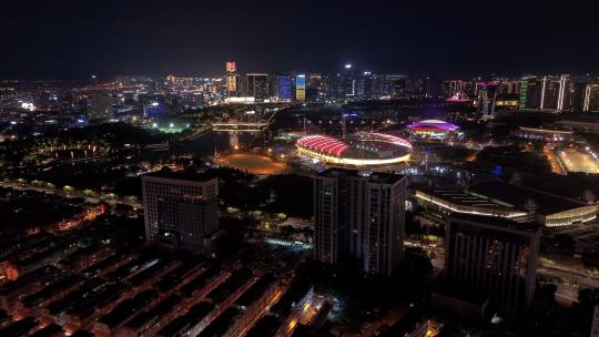 义乌梅湖城市夜景航拍