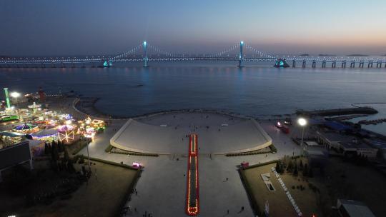 原创 大连星海广场城市天际线夜景航拍