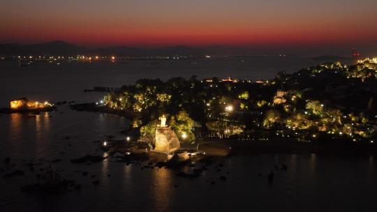 福建厦门鼓浪屿夜景风光航拍