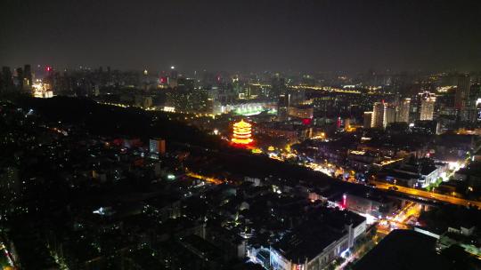 航拍湖北武汉武昌黄鹤楼夜景