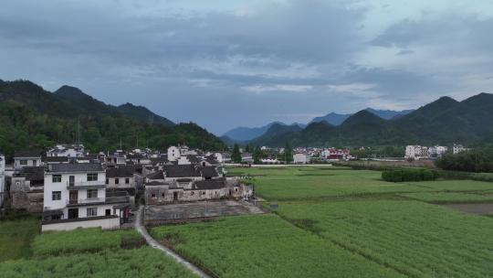 绩溪龙川古镇航拍空镜