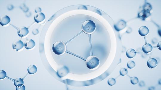 透明分子与生物科技概念3D渲染