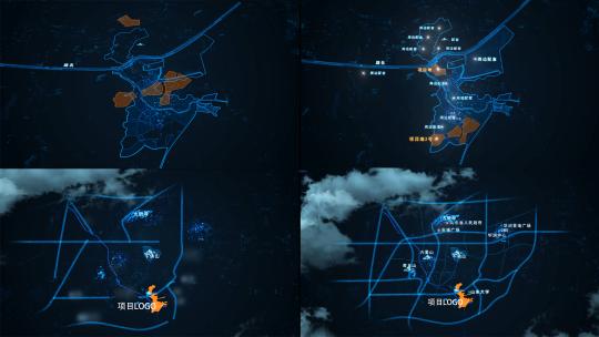 蓝色科技三维地产区位AE模板