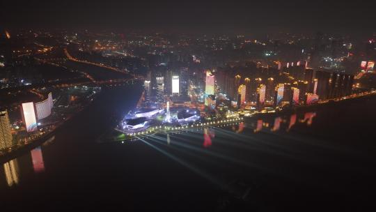 长沙岳麓区夜景航拍