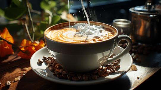 咖啡制作浓缩咖啡馆特写饮品拉花冲咖啡拿铁高清在线视频素材下载