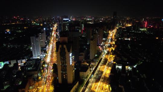 航拍安徽合肥城市大道车流夜景视频素材模板下载