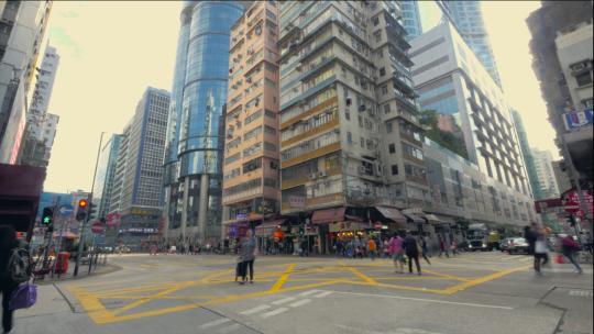 香港城市街道人流延时