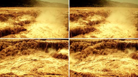 金色黄河壶口瀑布高速实拍视频素材模板下载