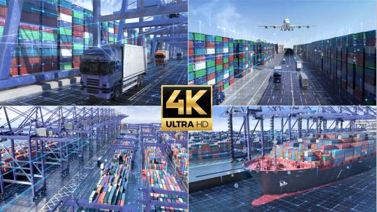 科技物流 港口 贸易出口 国际物流 素材高清在线视频素材下载