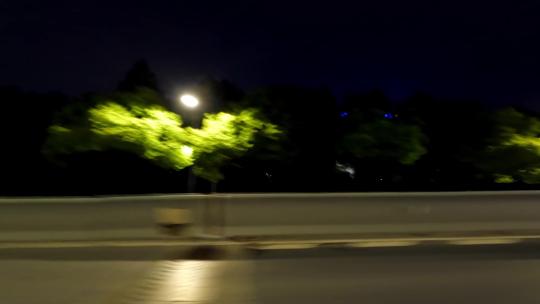 夜晚杭州市上塘高架路车右行车空镜