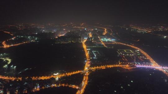 长沙岳麓区夜景航拍