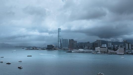 4K高清航拍香港维多利亚港西九龙文化区