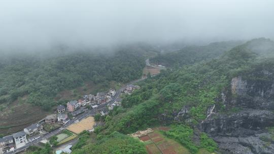 大自然森林茶园村庄云雾大山云海