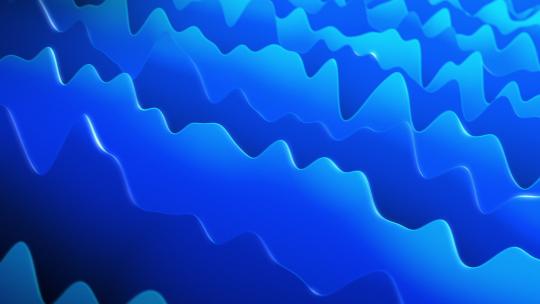 数字音频波移动。3D音频波形的运动图形视频从蓝色的噪声频率上下移动。