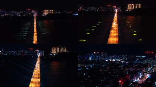 梧州藤县西江大桥灯火璀璨航拍高清在线视频素材下载