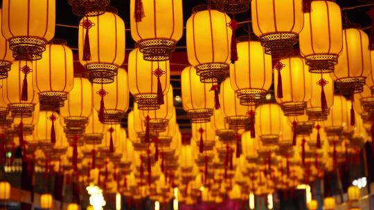 中国传统灯笼元宵节夜景视频素材模板下载