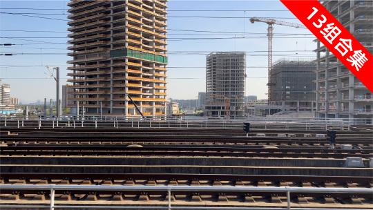 进站杭州东站的沿途风景与城市建筑