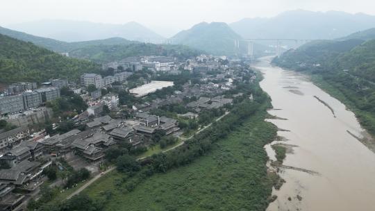 4K 航拍 贵州土城古镇 赤水河视频素材模板下载