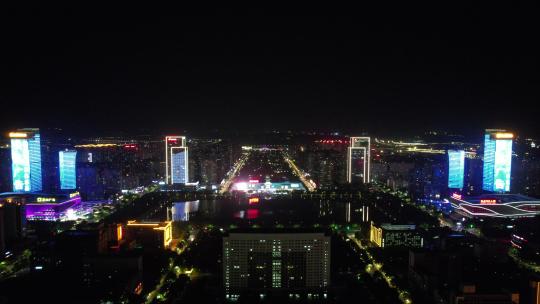 河南洛阳新城夜景灯光航拍