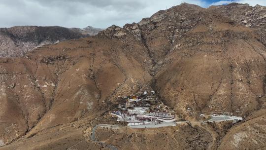 航拍西藏拉萨帕邦喀寺庙