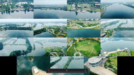 4K航拍成都大邑五矿西湖公园多镜头合集高清在线视频素材下载