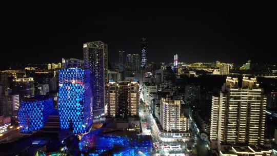 柳州城市夜景灯光航拍