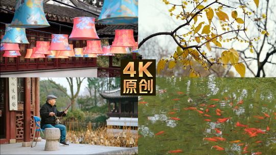 上海古猗园庭院休闲生活高清在线视频素材下载