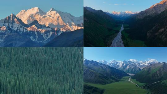 【4K】新疆夏塔景区自然风景航拍合集高清在线视频素材下载