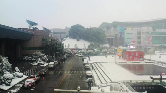 4K湖南广电雪景航拍3视频素材模板下载