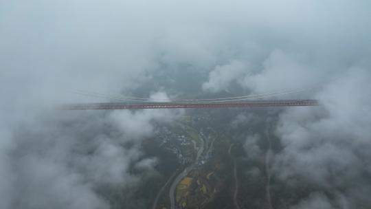 4K湖南湘西矮寨大桥基建桥梁航拍延时视频