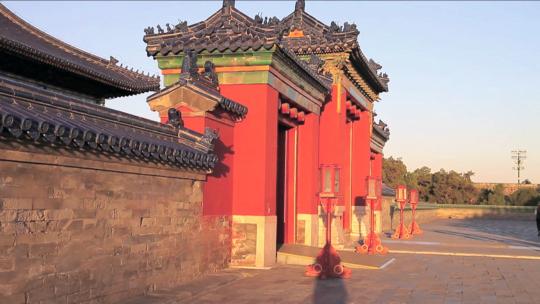 北京天坛公园皇乾殿琉璃门特写镜头