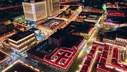 青岛上街里大鲍岛里院夜景航拍