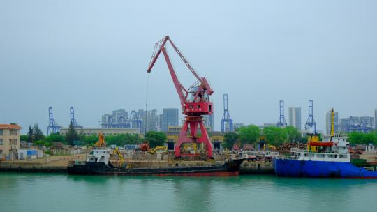 港口货运码头吊车起重机视频素材模板下载