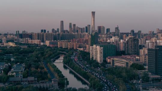 国庆左安门+国贸白转夜延时北京地表建筑