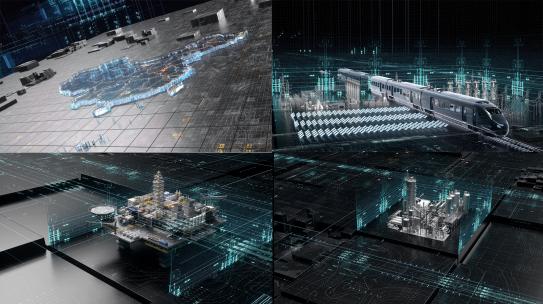 碳中和智能工业建设科技穿梭片头AEC4D