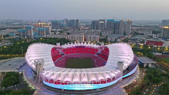 武汉体育中心夜景视频素材模板下载