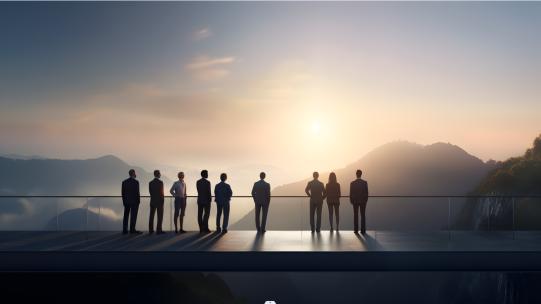 高端商务地产成功人士思考背影