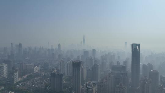 上海徐汇区清晨平流雾航拍
