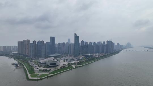 湘江浏阳河交汇口航拍视频素材模板下载