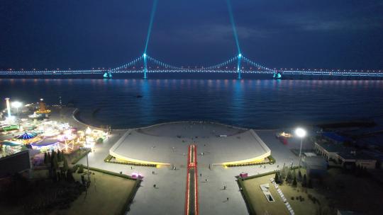 原创 大连星海广场城市天际线夜景航拍