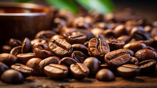 咖啡豆咖啡饮料种子豆子食物特写棕色黑咖啡