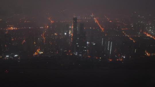 长沙岳麓区夜景航拍