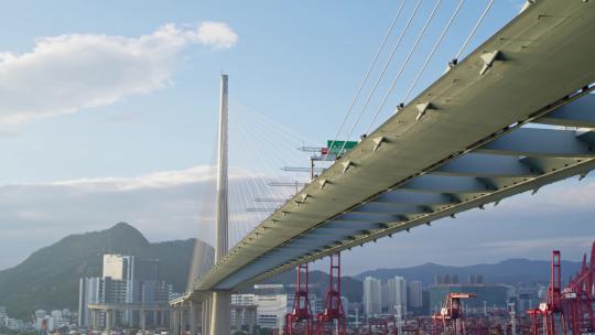航拍香港昂船洲大桥城市基建