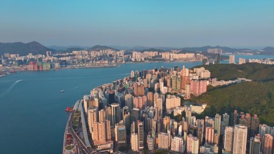 航拍香港东区海景