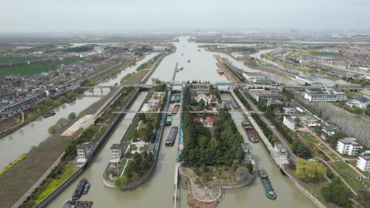 江苏淮安市京杭大运河航拍景观