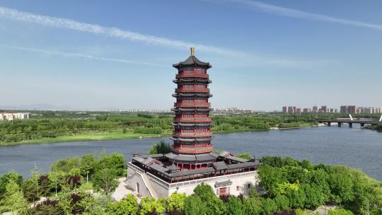 淄博孝妇河湿地公园航拍
