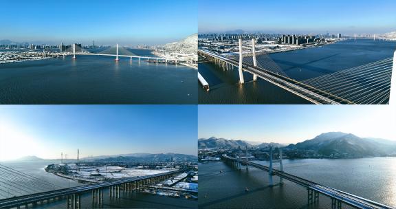 温州雪景、温州大桥、七都岛高清在线视频素材下载